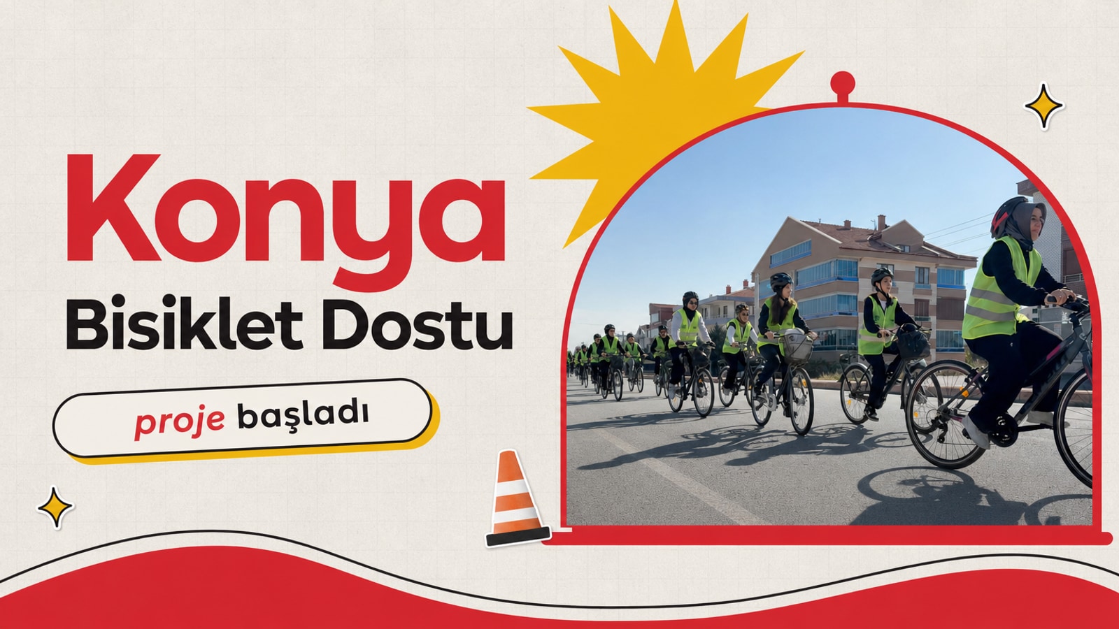 Konya'da Bisiklet Dostu Okul projesi kapsamında liseli öğrenciler, öğretmenler ve veliler Sille güzergahında bisiklet sürüyor.