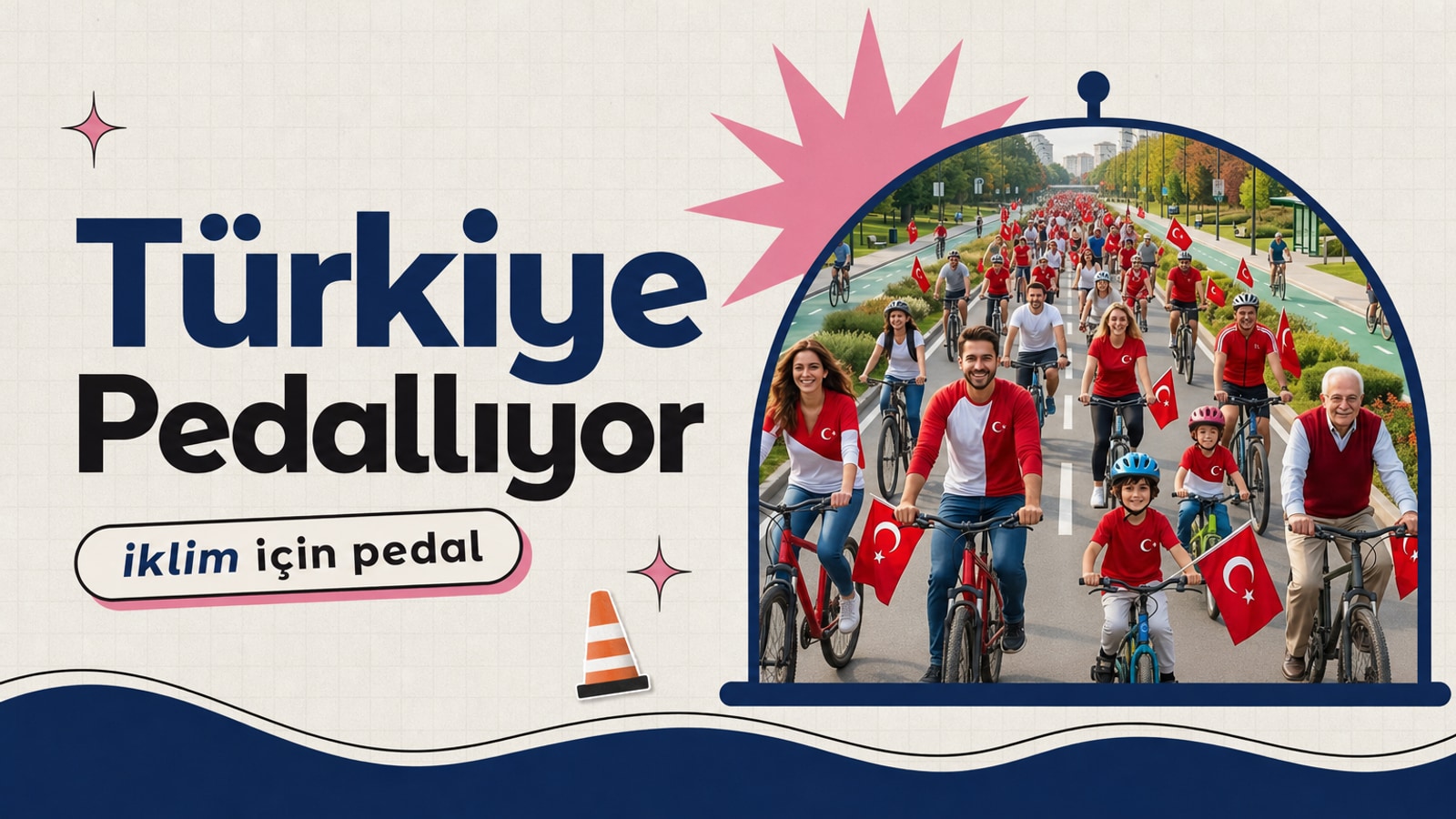 Türkiye Pedallıyor: 81 ilde Cumhuriyet ve iklim için pedal haberi için üretilen kapak görseli