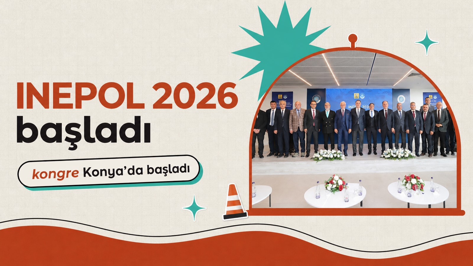 NEÜ ve Konya Büyükşehir Belediyesi ortaklığında düzenlenen INEPOL 2026 sempozyumunun açılış töreninde konuşmacılar sahnede yer alıyor.
