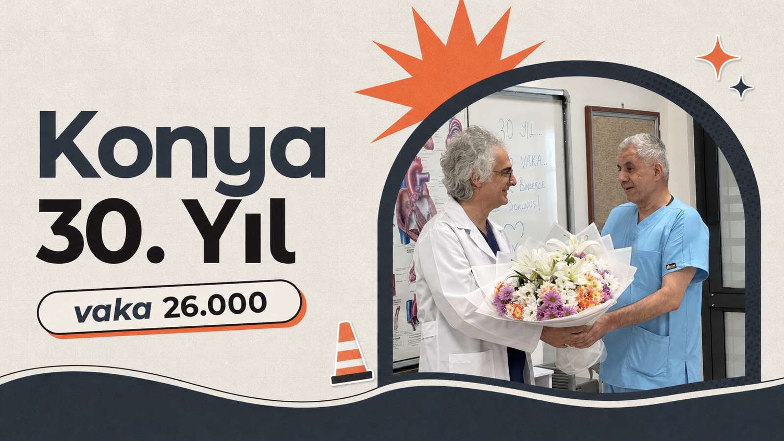 Konya’da Prof. Dr. Niyazi Görmüş’e 26 bin vakalık kutlama haberi için üretilen kapak görseli