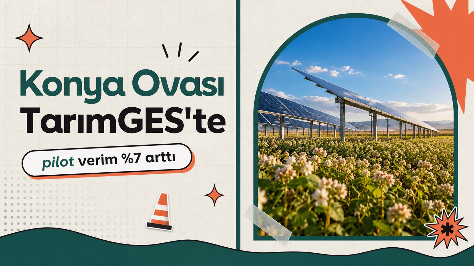 TarımGES pilotunda ilk sonuçlar: Konya Ovası’nda karabuğday verimi %7 yükseldi, su kullanımı %20 azaldı haberi için üretilen kapak görseli