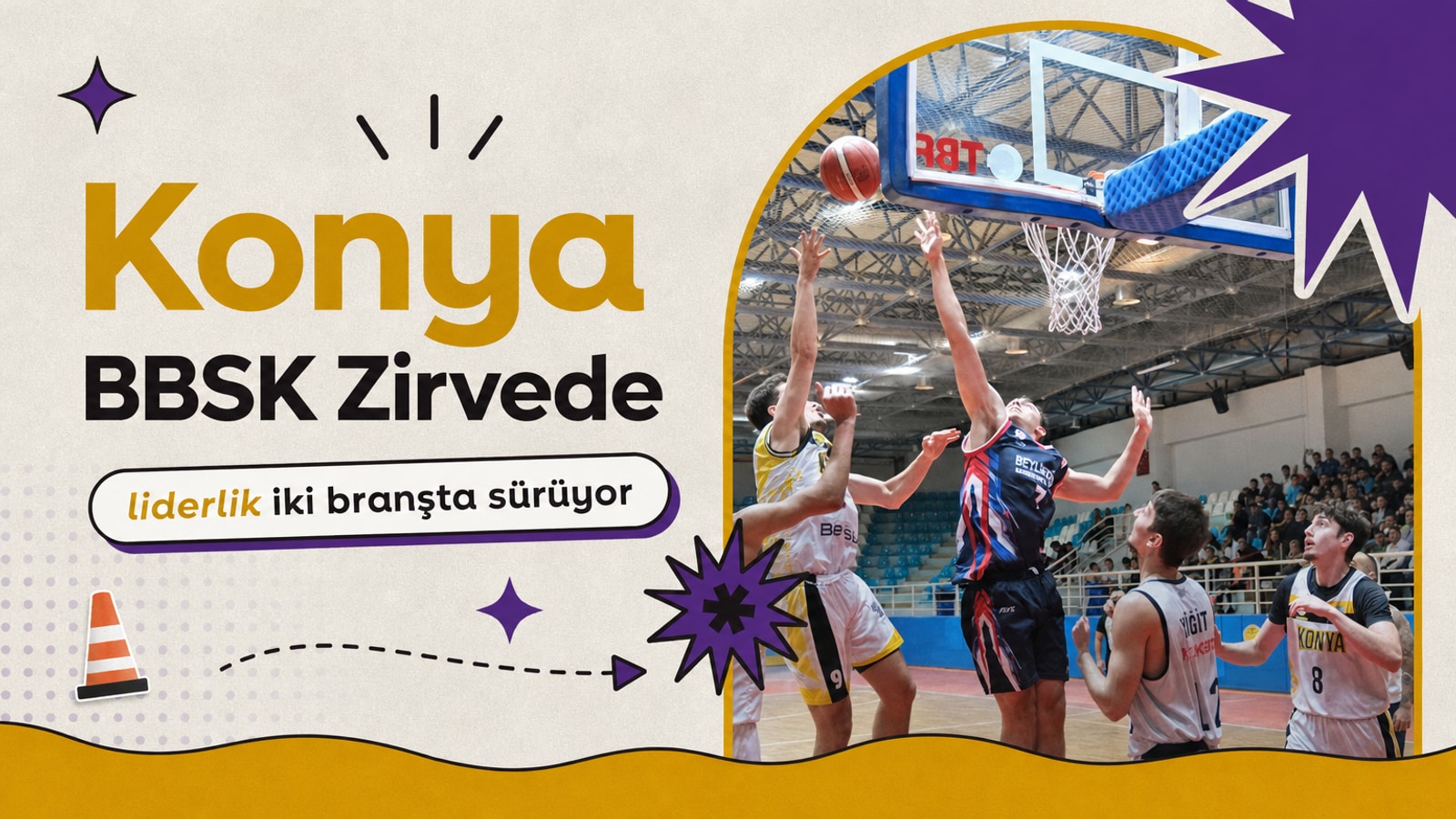 Konya BBSK voleybol ve basketbolda zirvede haberi için üretilen kapak görseli